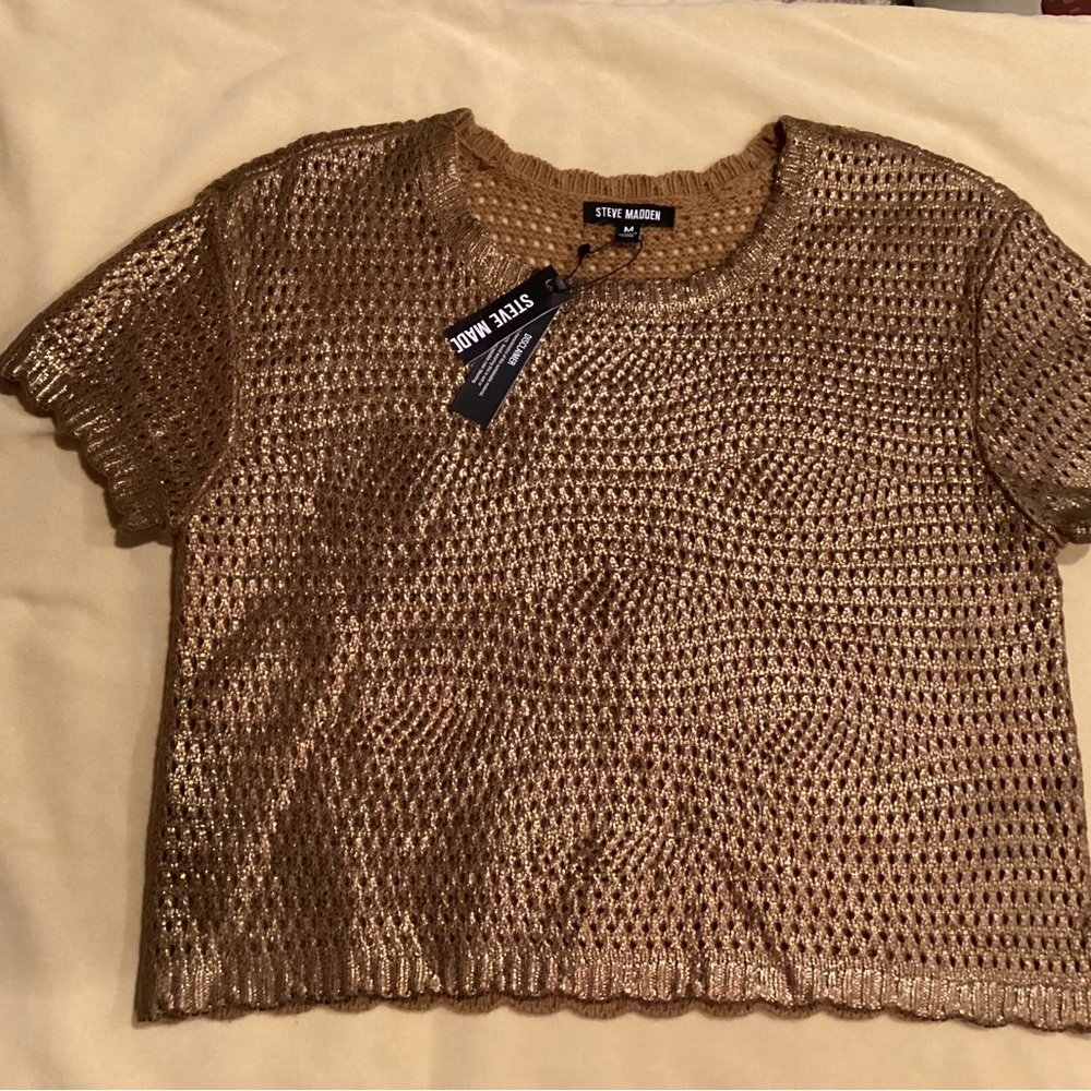 Steve Madden Metallic Gold Crop Top